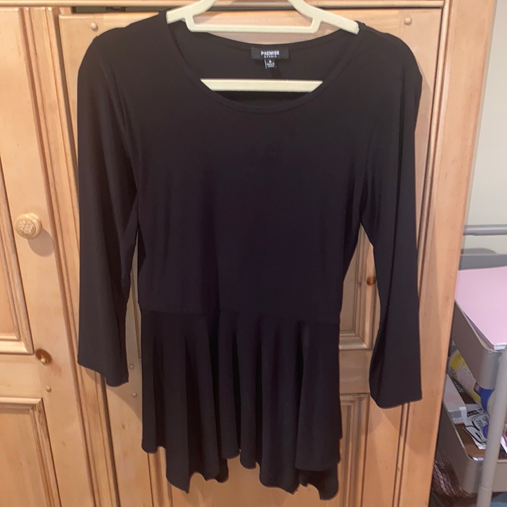 Black peplum blouse, size medium